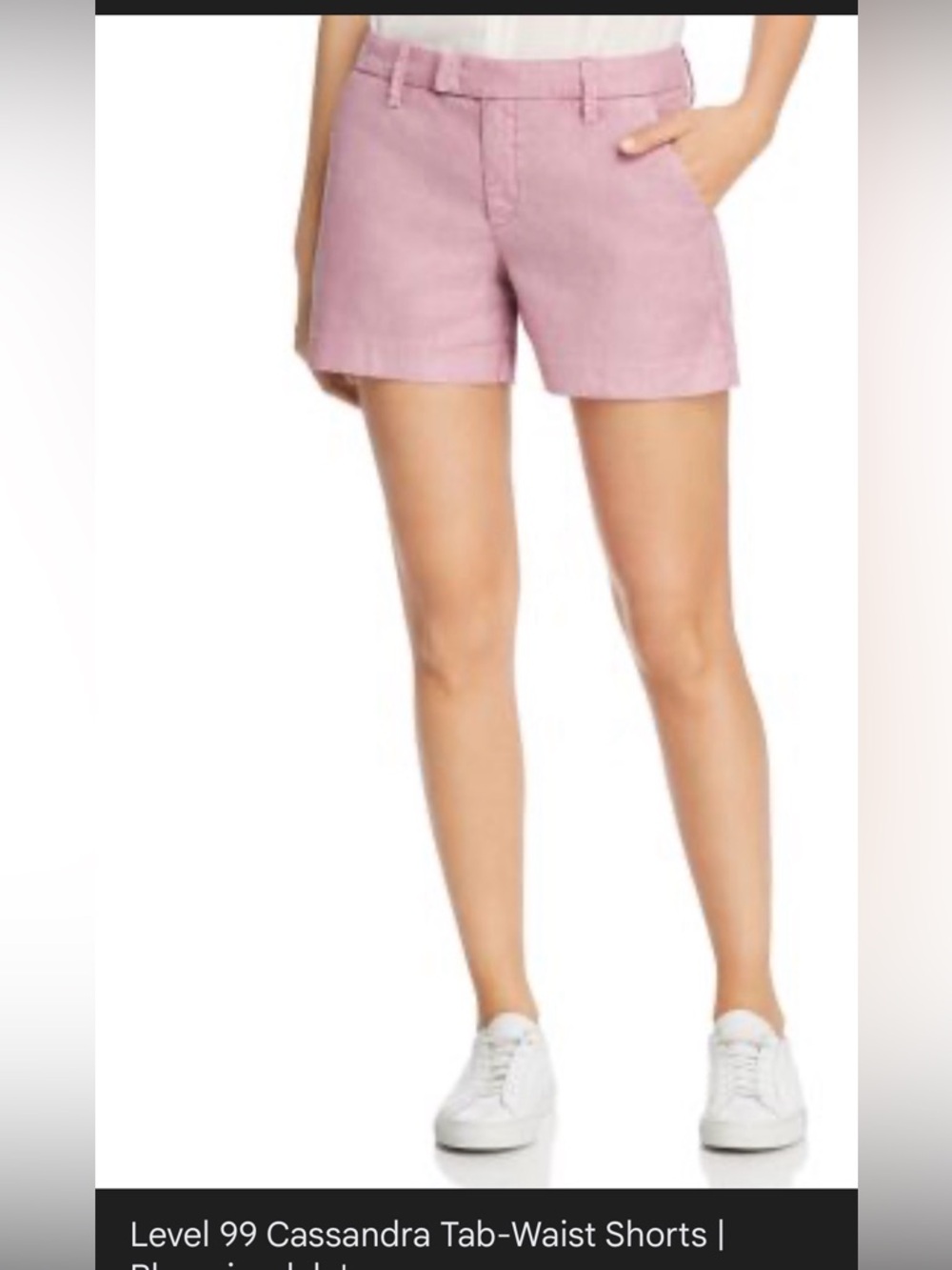 Level 99 Pink Tab-Waist Linen Blend Shorts